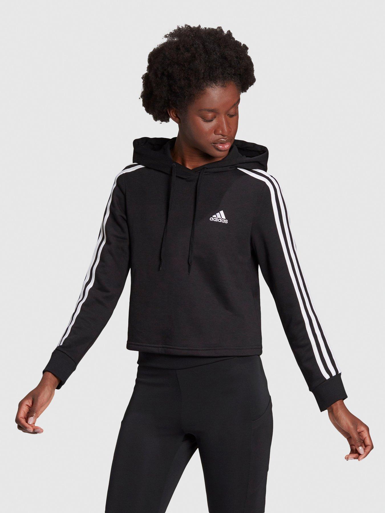 Essentials 3-Stripes French Terry Crop Hoodie