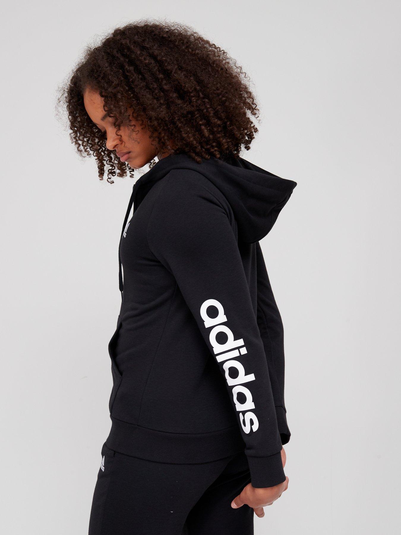 adidas Essentials Linear Full-Zip French Terry Hoodie Black