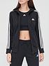  image of adidas-sportswear-womens-essentials-3-stripes-full-zip-hoodie-blackwhite