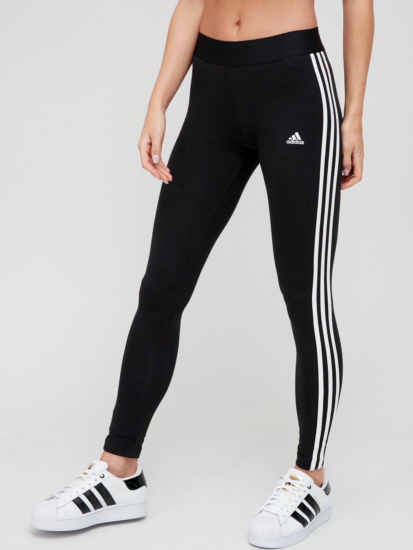 adidas Essentials 3-Stripes Cotton Tights - Black