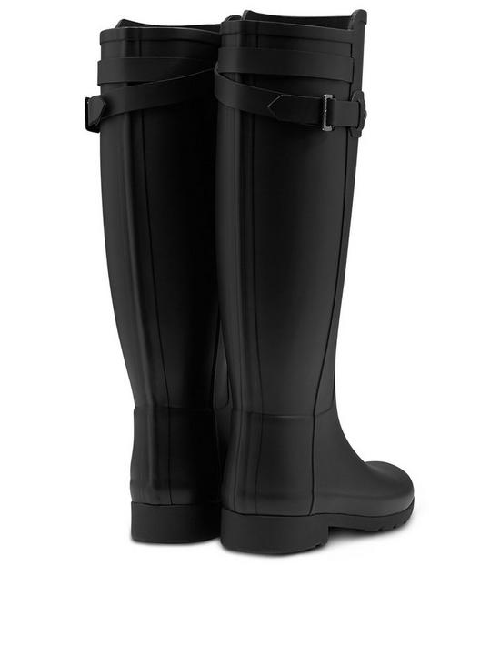 stillFront image of hunter-original-refined-back-strap-wellington-boots-black