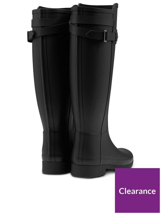 stillFront image of hunter-original-refined-back-strap-wellington-boots-black