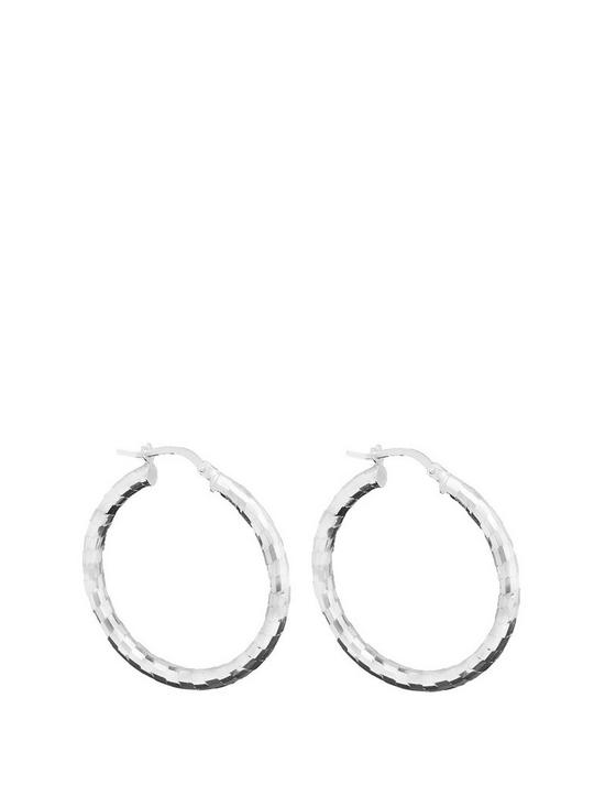 front image of simply-silver-sterling-silver-polished-diamond-cut-hoop-earrings