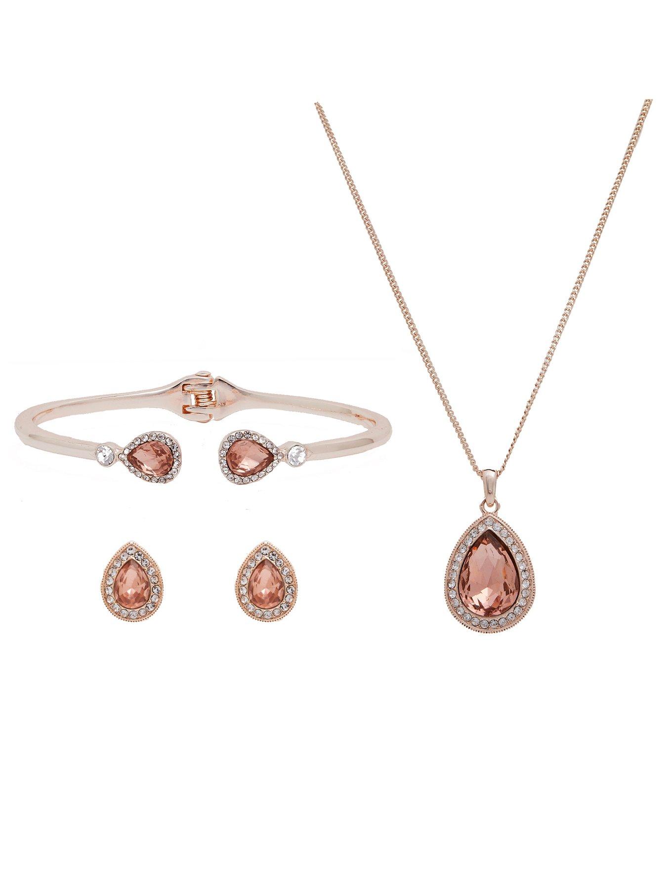 stillFront image of jon-richard-rose-gold-plated-pink-pear-trio-set