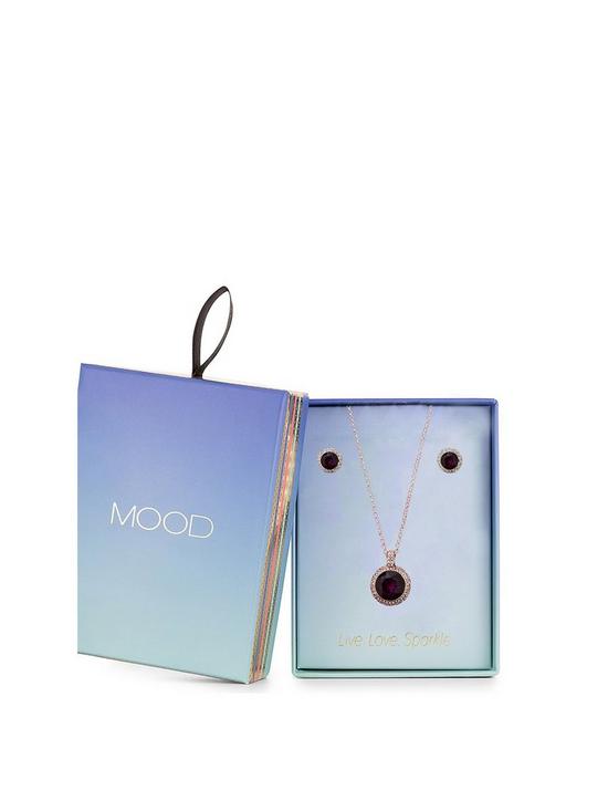 front image of mood-rose-gold-plated-purple-halo-set