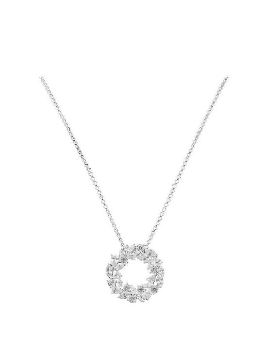 front image of simply-silver-sterling-silver-cubic-zirconia-marquise-cluster-open-necklace