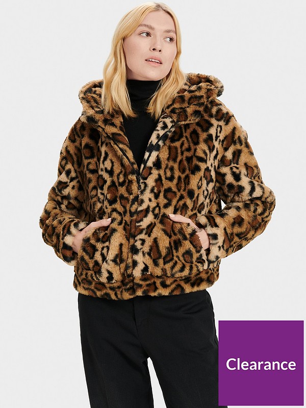 Ugg Mandy Faux Fur Hooded Jacket, Real Leopard Skin Fur Coats Uk