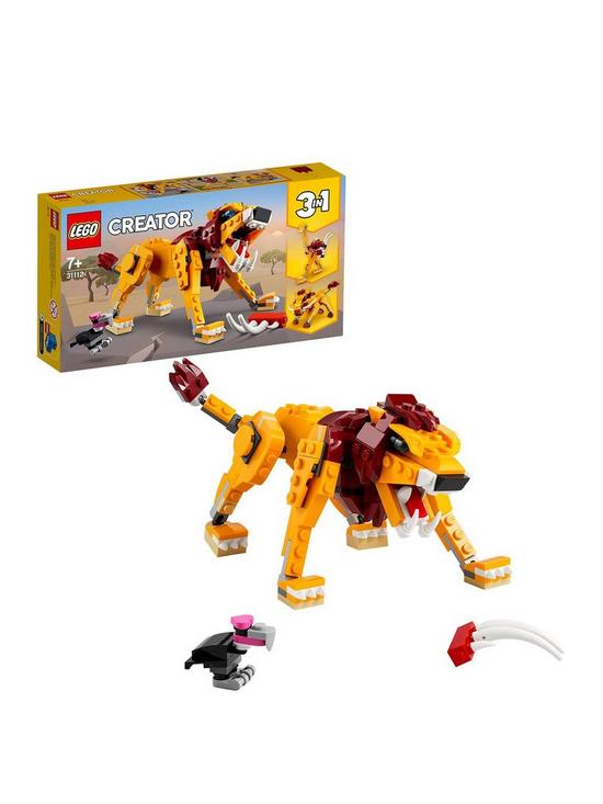 front image of lego-creator-3-in-1-wild-lion-building-set-31112