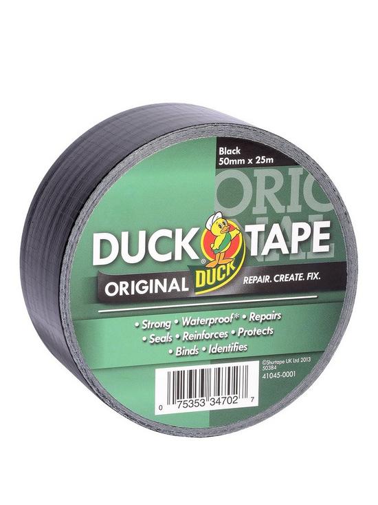 front image of duck-tape-original-50mm-x-25m-black-tape
