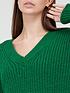  image of v-by-very-v-neck-chunky-knit-rolled-trim-knitted-jumper-green