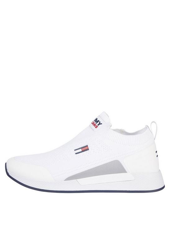 front image of tommy-jeans-flexi-sock-runner-trainers-white
