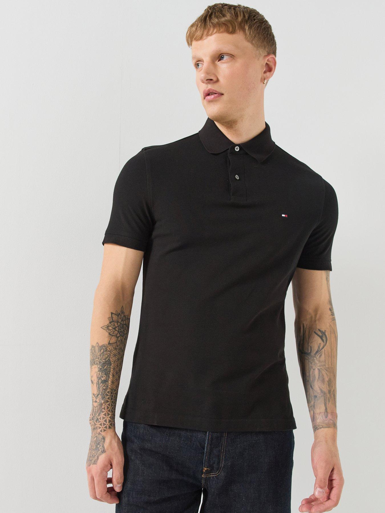 Image 1 of 6 of Tommy Hilfiger Mens Regular Fit Stretch Polo Shirt - Black