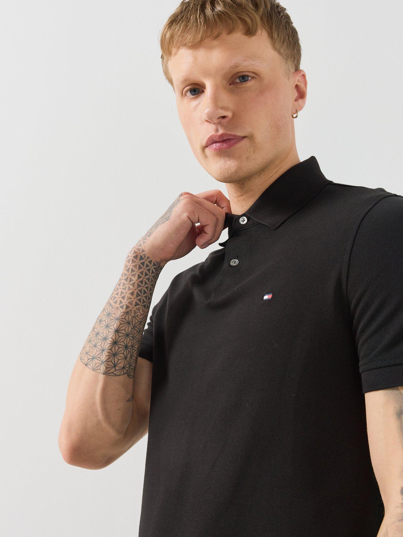 Image 6 of 6 of Tommy Hilfiger Mens Regular Fit Stretch Polo Shirt - Black