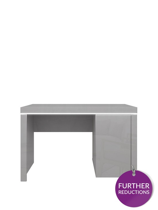front image of atlantic-high-gloss-desk-with-led-light-grey