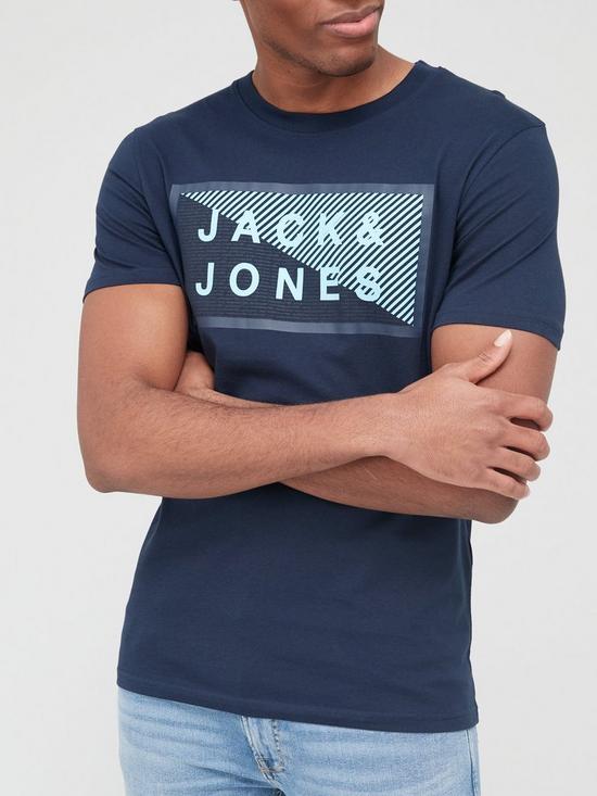 front image of jack-jones-large-logo-t-shirt