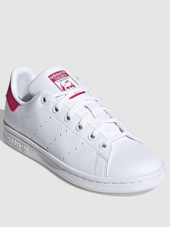 front image of adidas-originals-stan-smith-junior-trainers-whitepink
