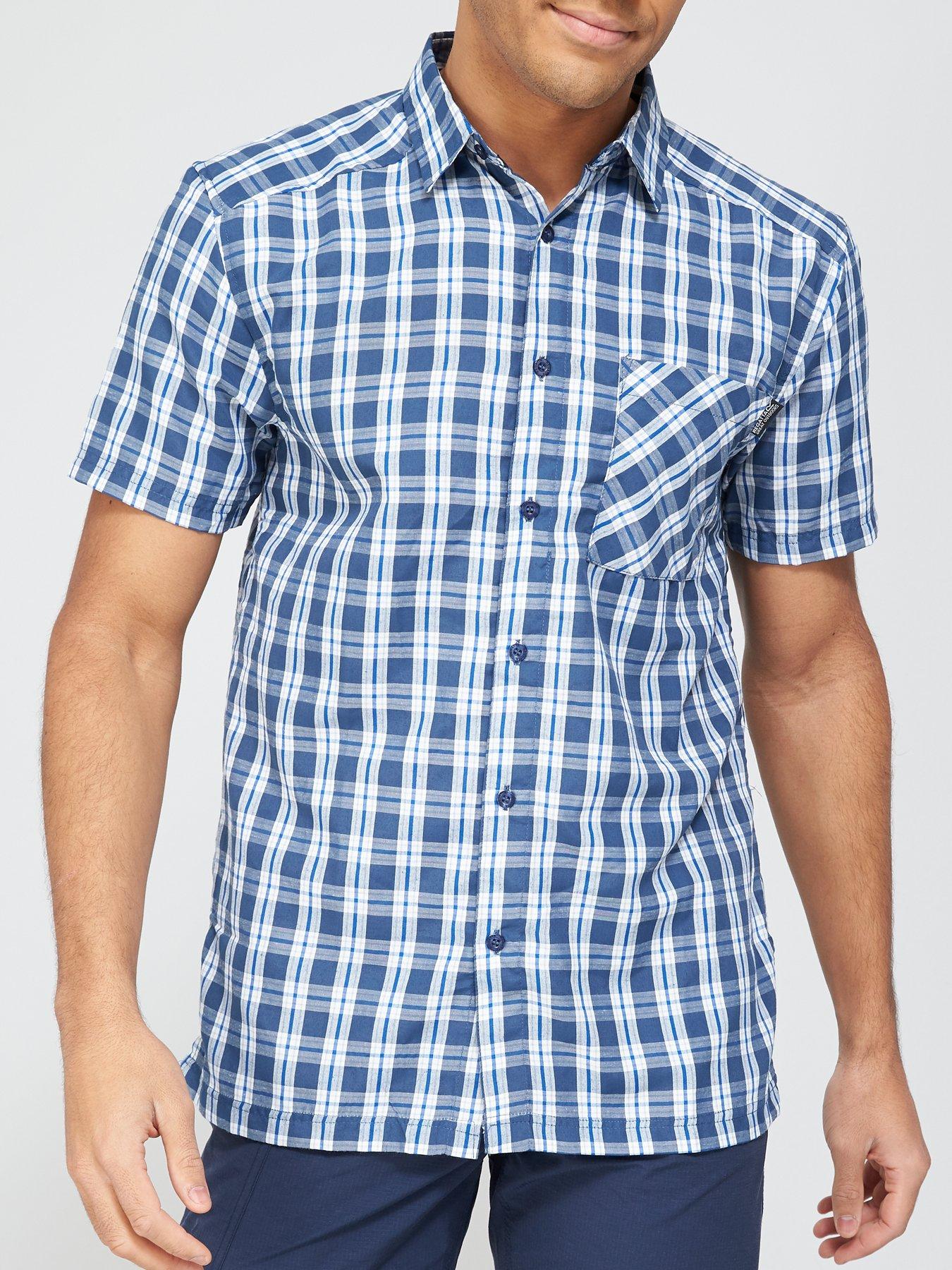 front image of regatta-mindano-checkednbspshirt-blue