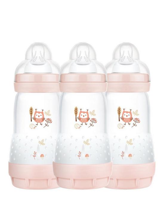 front image of mam-easy-start-260ml-baby-bottle-3-pack-pink