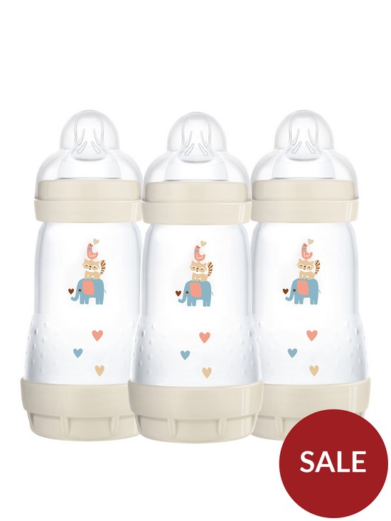 front image of mam-easy-start-260ml-baby-bottle-3-pack-white
