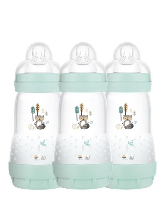 front image of mam-easy-start-260ml-baby-bottle-3-pack-blue