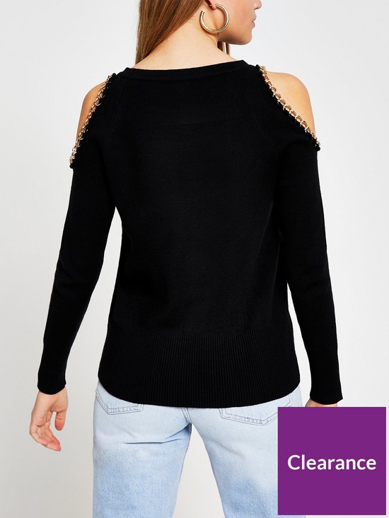 stillFront image of river-island-chain-detail-cut-out-jumper-black