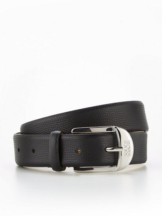front image of boss-nicole-leather-belt-black
