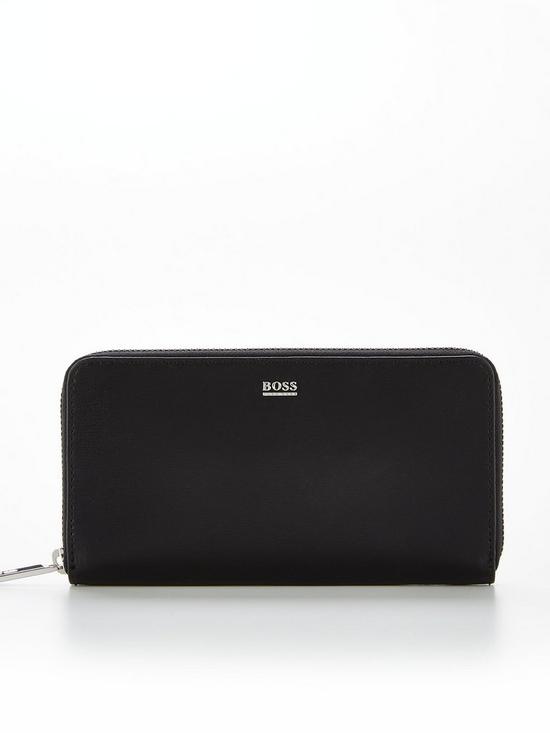 front image of boss-nathalie-zip-around-purse-black