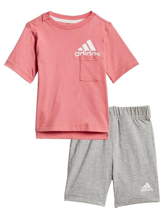 front image of adidas-unisex-infant-i-badge-of-sport-summer-set-pinkgrey