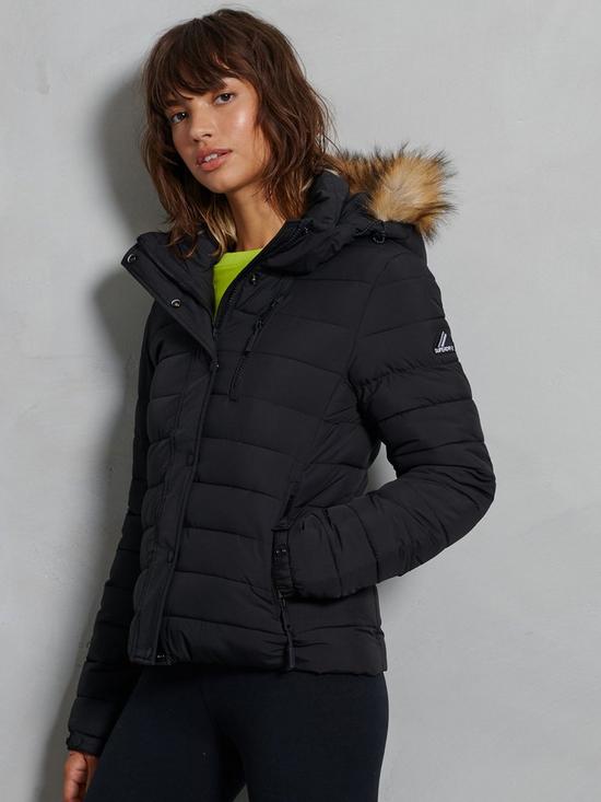 front image of superdry-classic-faux-fur-fuji-jacket-black