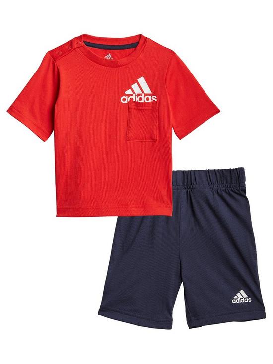 front image of adidas-unisex-infantnbspbadge-of-sport-summer-set-redblack