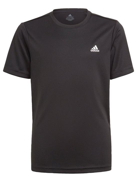 front image of adidas-boys-juniornbspshort-sleeve-t-shirt-black