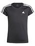  image of adidas-girls-junior-3-stripes-t-shirt-blackwhite