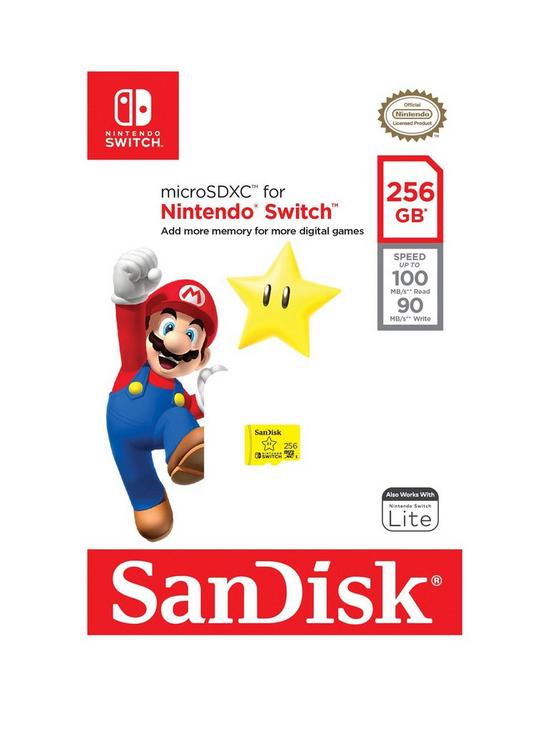front image of sandisk-256gb-microsdxc-uhs-i-card-for-nintendo-switch