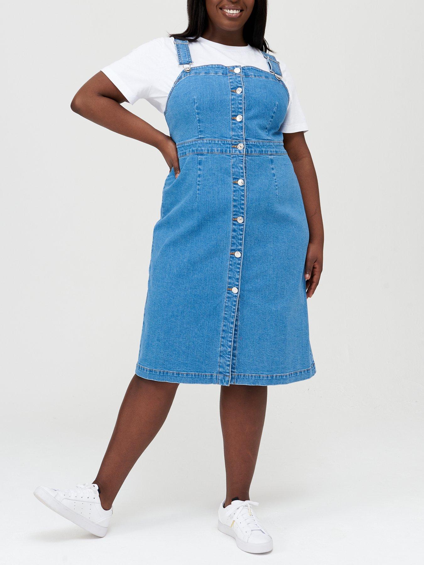 denim pinafore midi