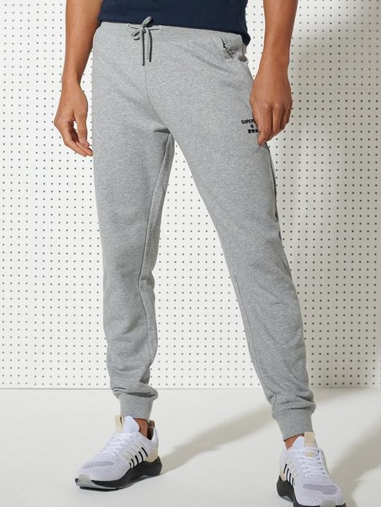front image of superdry-training-sport-joggers-grey-marl