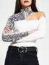  image of river-island-snake-sequin-cut-out-top-cream