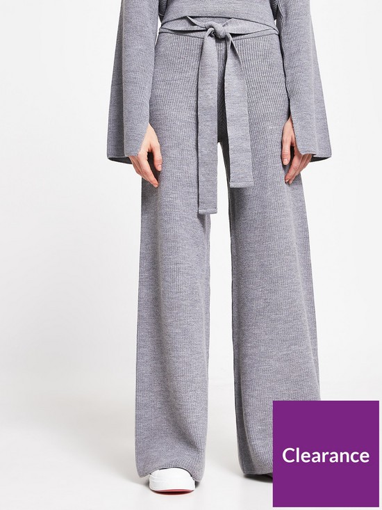 front image of river-island-knitted-lounge-trousers-charcoal