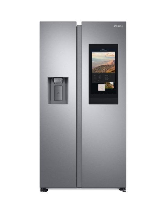 front image of samsung-family-hub-rs6ha8891sleu-american-style-fridge-freezer-with-spacemaxtrade-technology-e-rated-aluminium