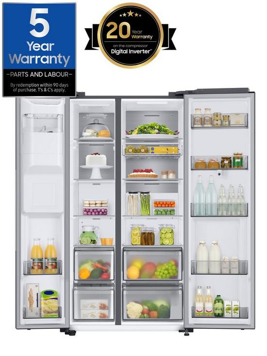 stillFront image of samsung-family-hub-rs6ha8891sleu-american-style-fridge-freezer-with-spacemaxtrade-technology-e-rated-aluminium