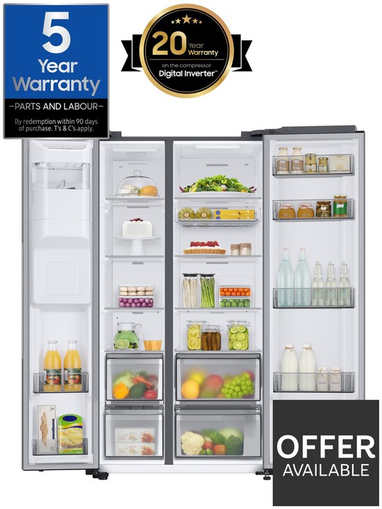 stillFront image of samsung-series-7-rs68a8830s9eu-american-style-fridge-freezer-with-spacemaxtrade-technology-f-rated-matte-stainless