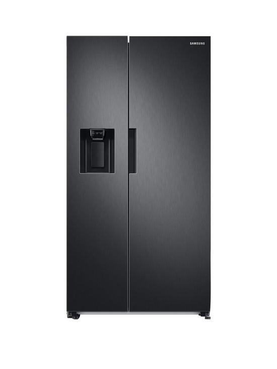 front image of samsung-series-7-rs67a8810b1eu-american-style-fridge-freezer-with-spacemaxtrade-technology-f-rated-black-stainless