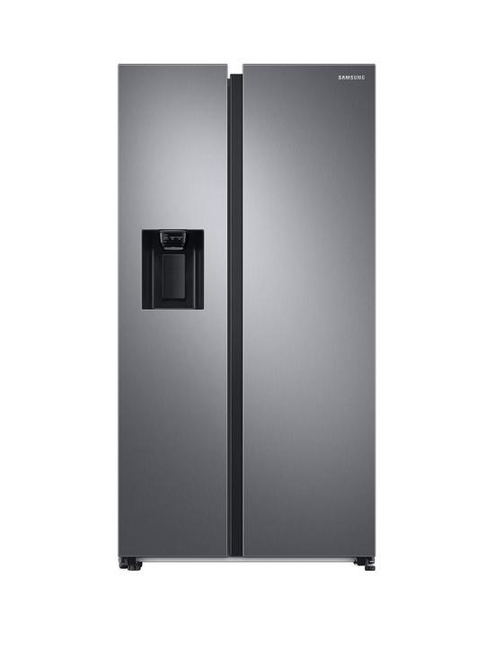 front image of samsung-series-8-rs68a8840s9eu-american-style-fridge-freezer-with-spacemaxtrade-technology-f-rated-matte-stainless