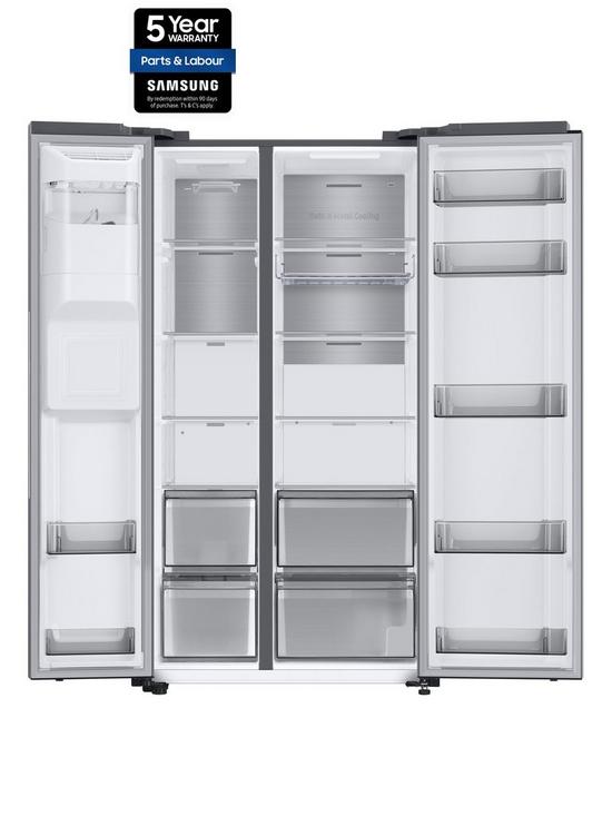 stillFront image of samsung-series-8-rs68a8840s9eu-american-style-fridge-freezer-with-spacemaxtrade-technology-f-rated-matte-stainless
