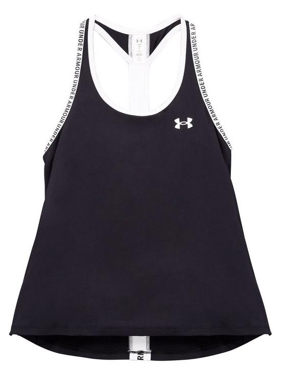 front image of under-armour-girls-knockout-tank-black