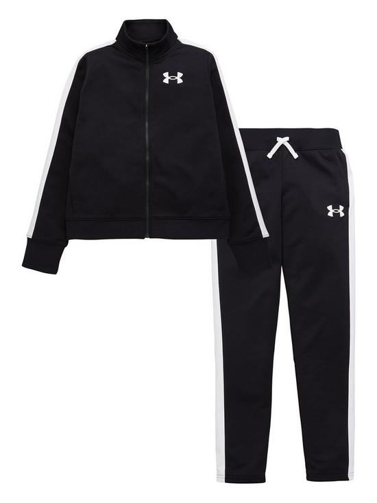 front image of under-armour-girlsnbspknit-tracksuit-black