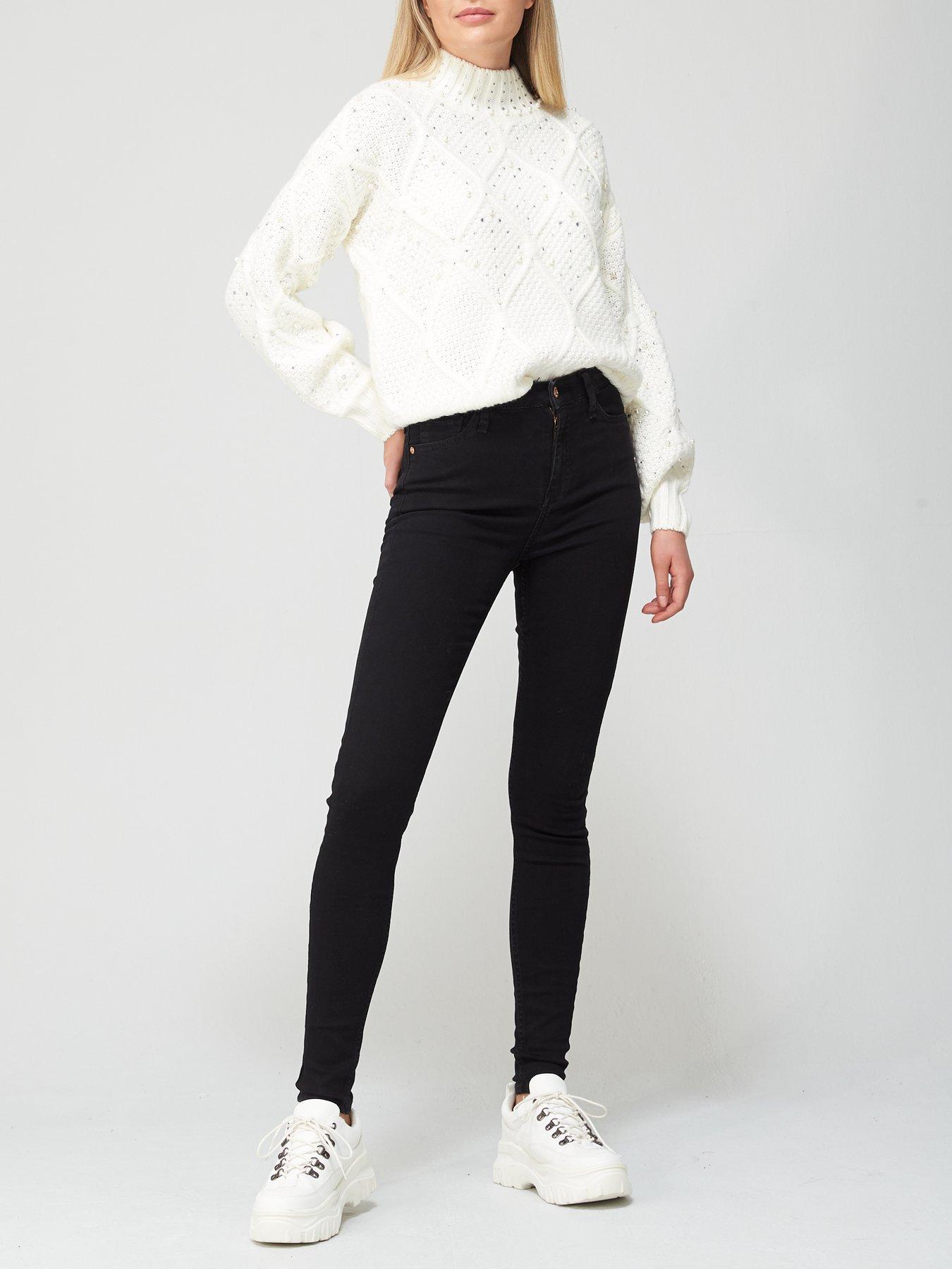  image of river-island-tall-high-waist-super-skinny-jean-black