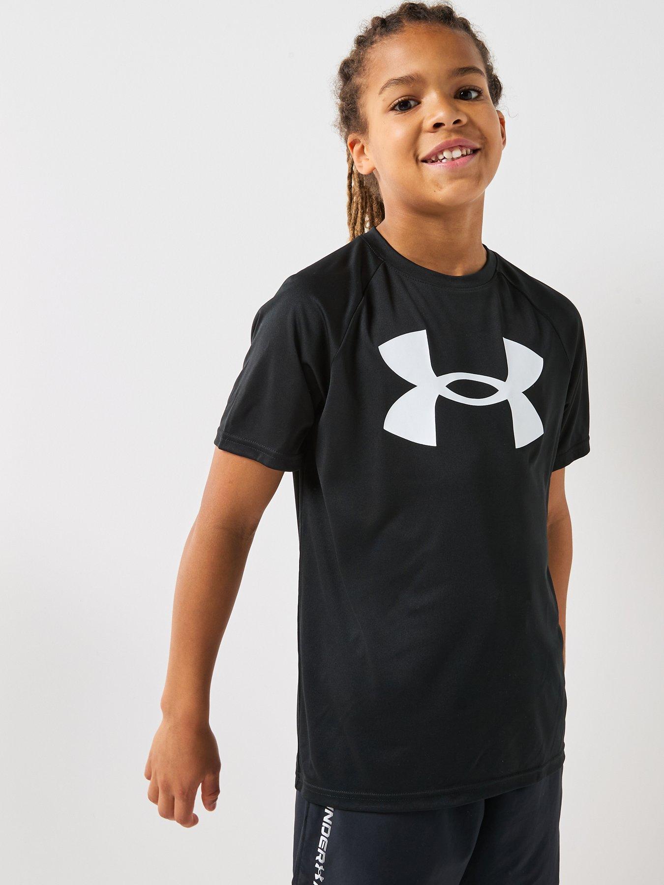 UNDER ARMOUR Boys Tech Big Logo Short Sleeved Black Littlewoods