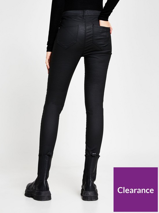 stillFront image of river-island-tall-mid-rise-coated-molly-jegging-black