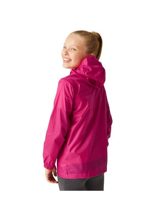 stillFront image of regatta-kids-pack-it-waterproof-jacket-iii-pink