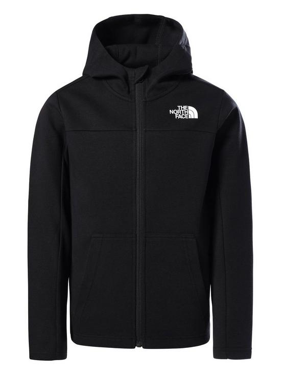 front image of the-north-face-boys-slacker-full-zip-hoodie-black